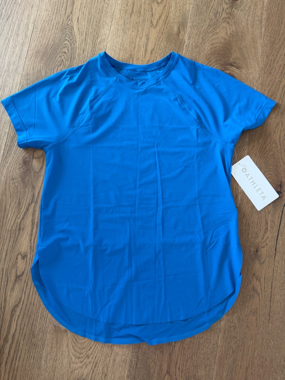 Athleta Bright  Blue mesh Tee